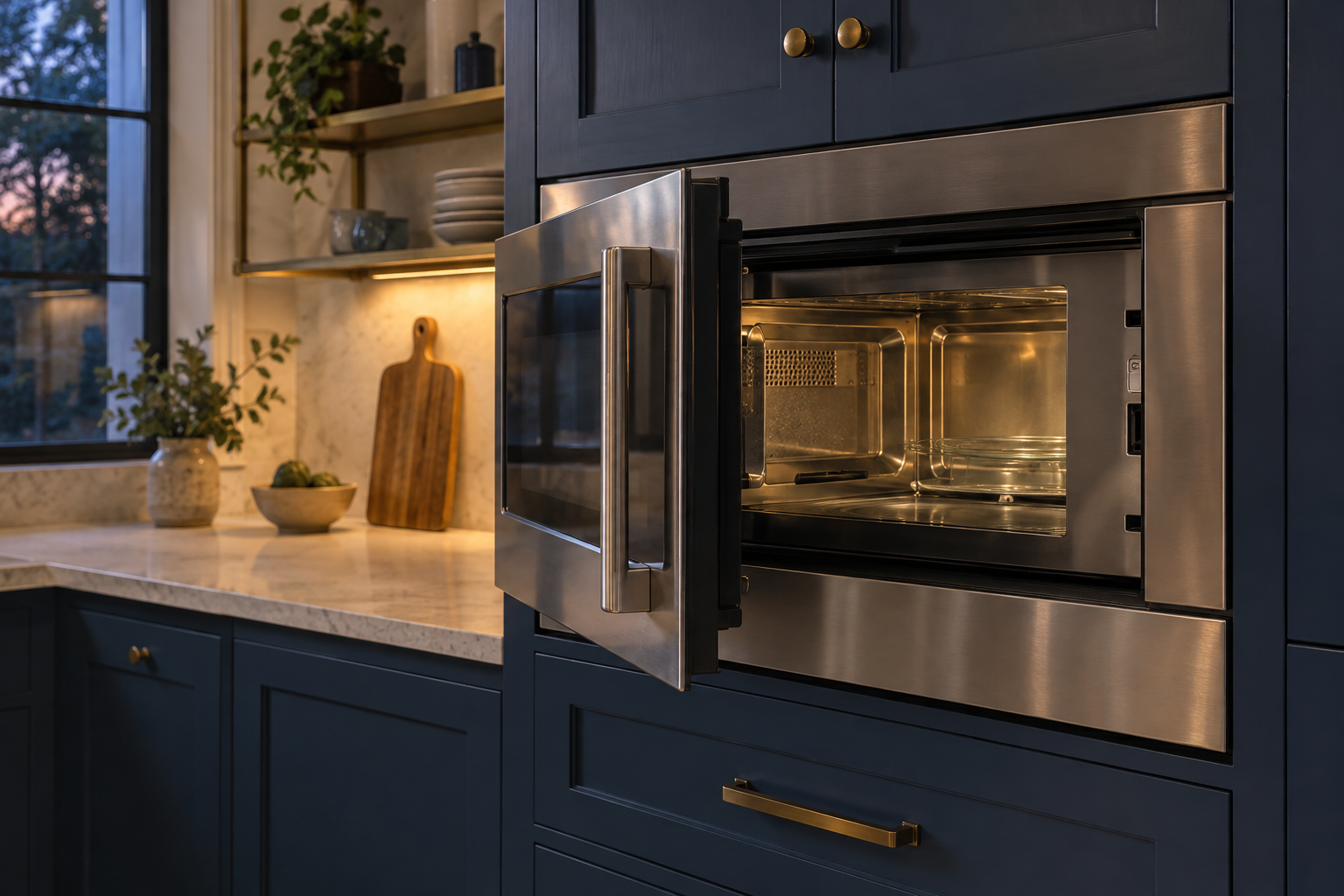 Illustrative Wolf microwave in a residential kitchen — AI image for Sub-Zero Repair New Castle