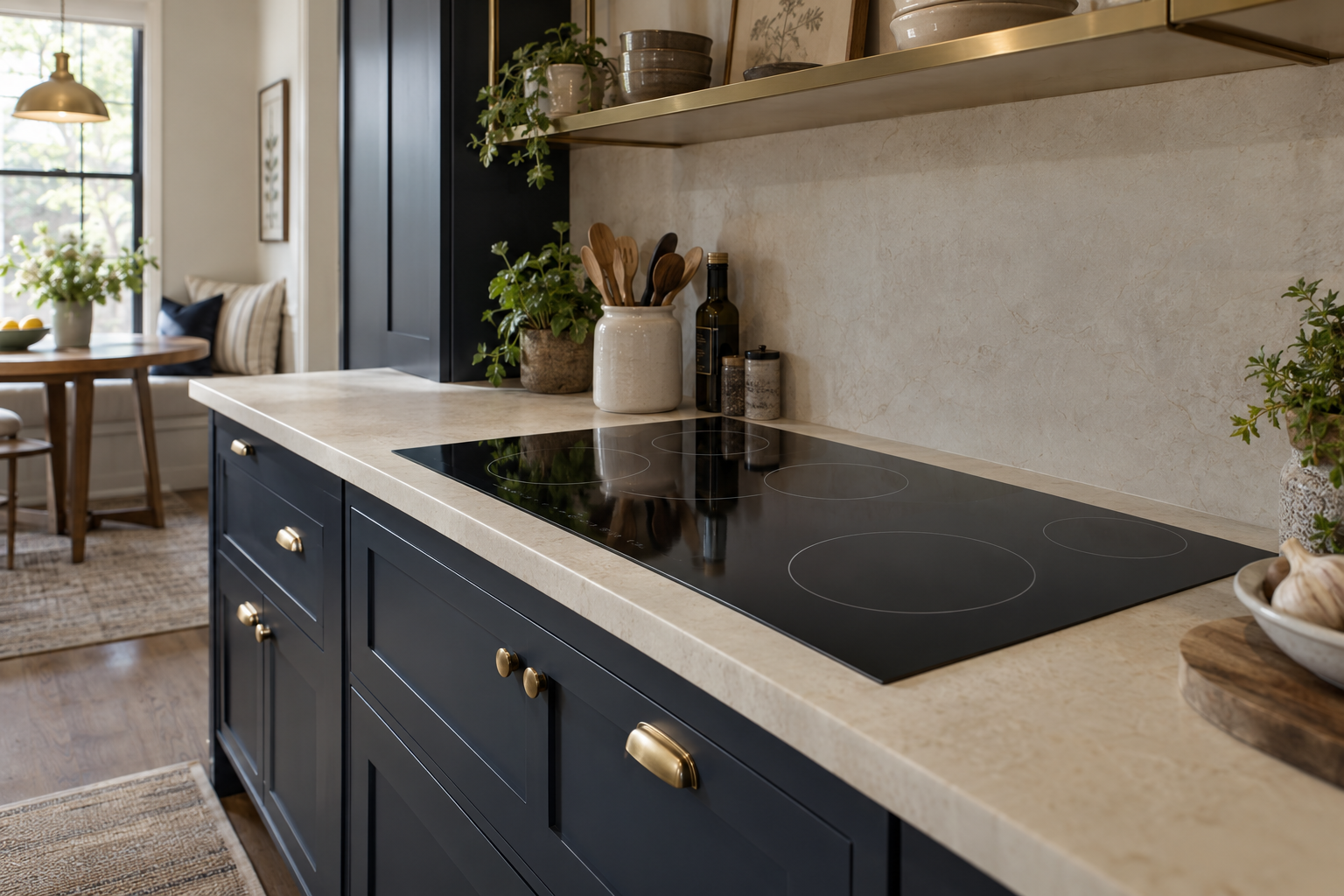 Illustrative Wolf cooktop in a residential kitchen — AI image for Sub-Zero Repair New Castle
