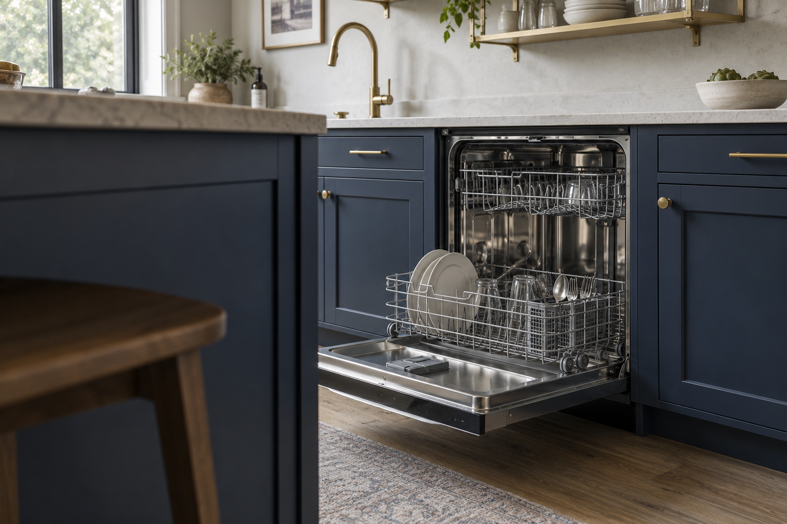 Illustrative Viking dishwasher in a residential kitchen — AI image for Sub-Zero Repair New Castle