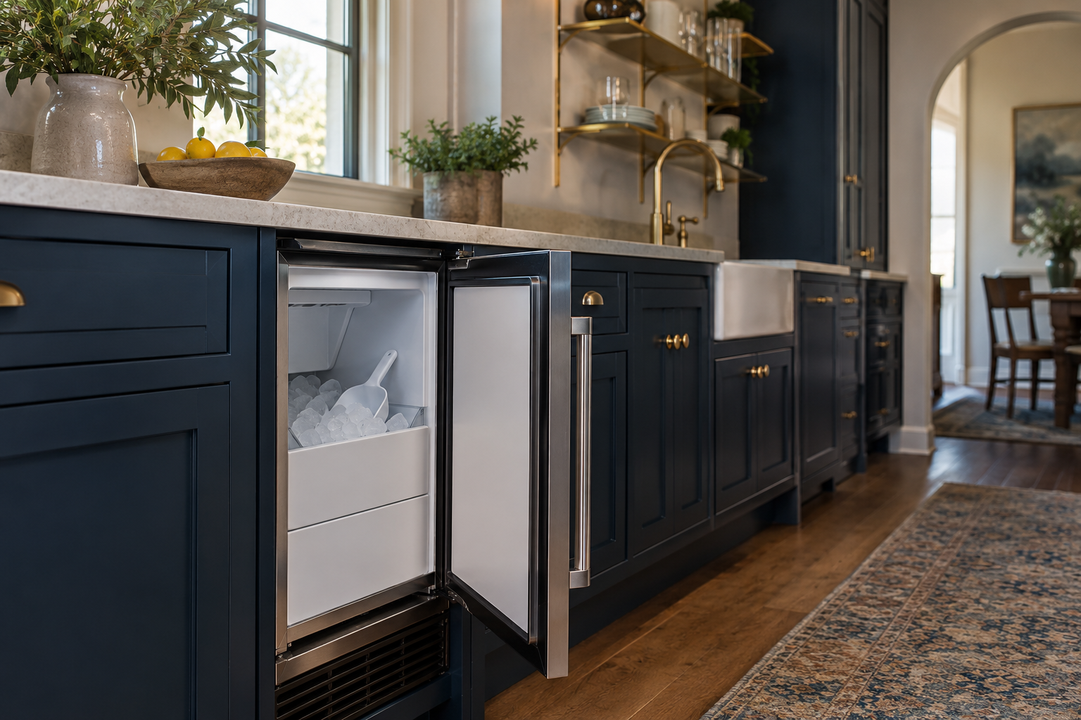 Illustrative Viking ice maker in a residential kitchen — AI image for Sub-Zero Repair New Castle