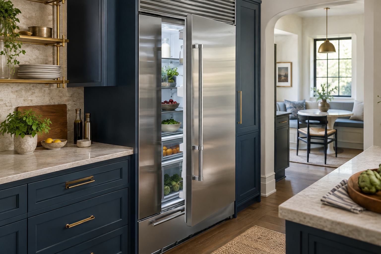 Illustrative Viking refrigerator in a residential kitchen — AI image for Sub-Zero Repair New Castle