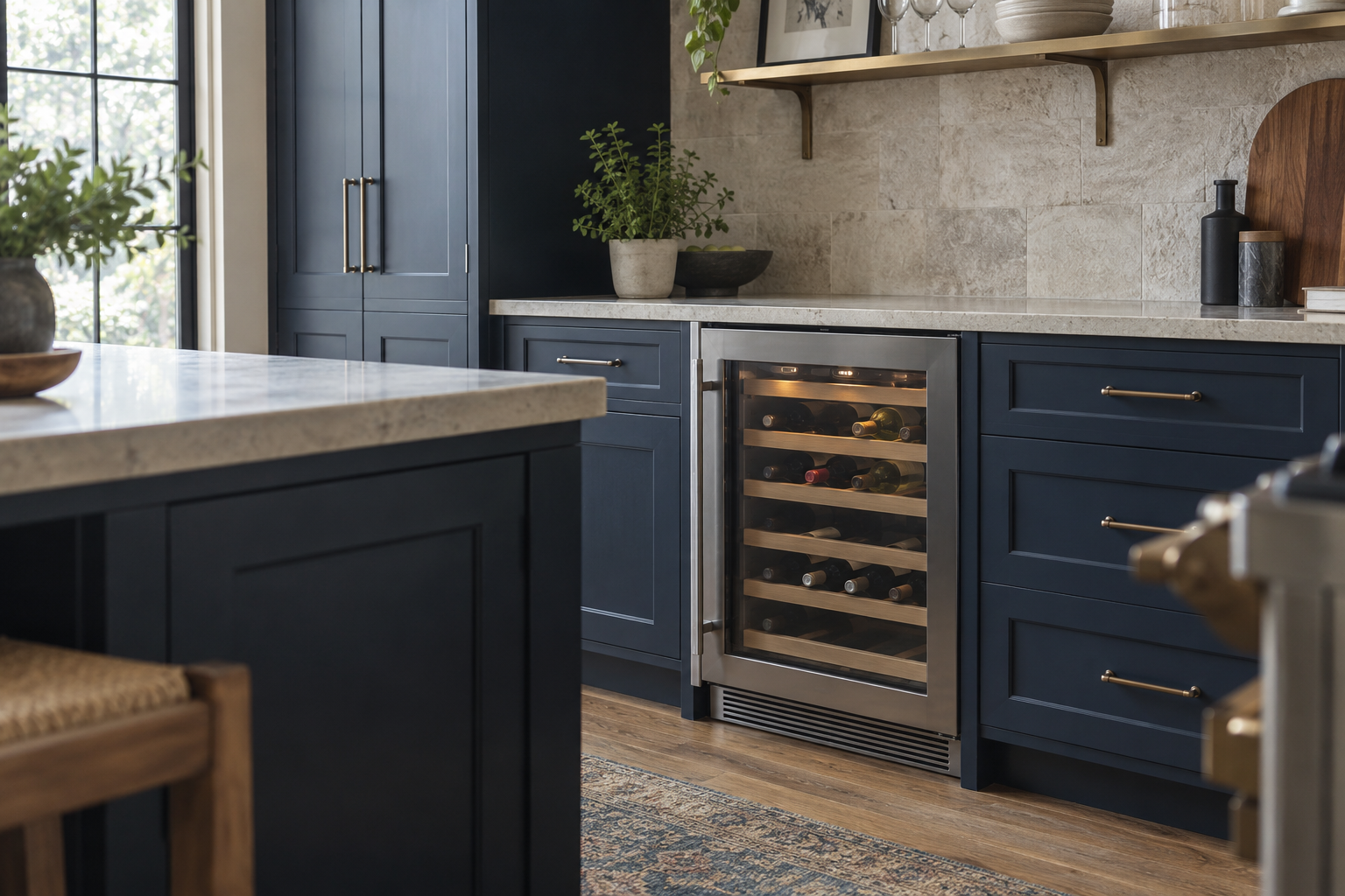 Illustrative Viking wine cooler in a residential kitchen — AI image for Sub-Zero Repair New Castle